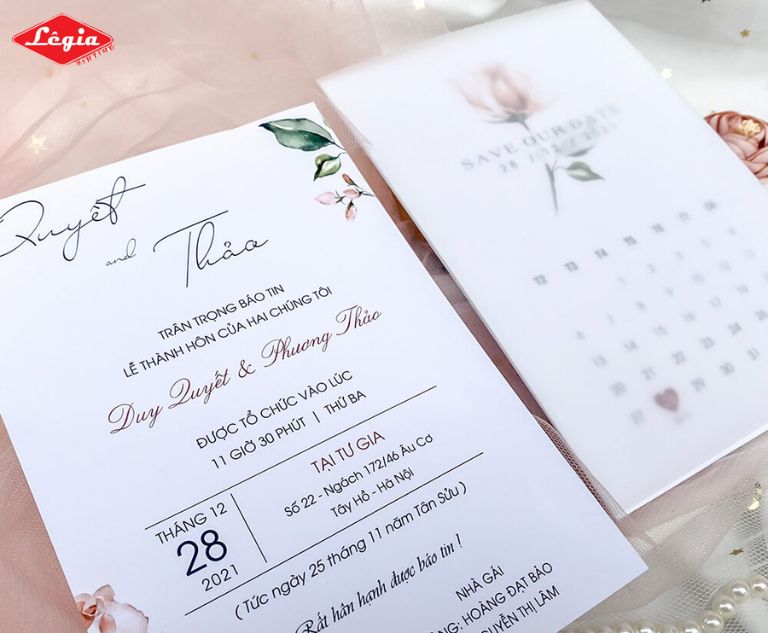 Mẫu thiệp ngày cưới đơn giản nhưng đầy ấn tượng
