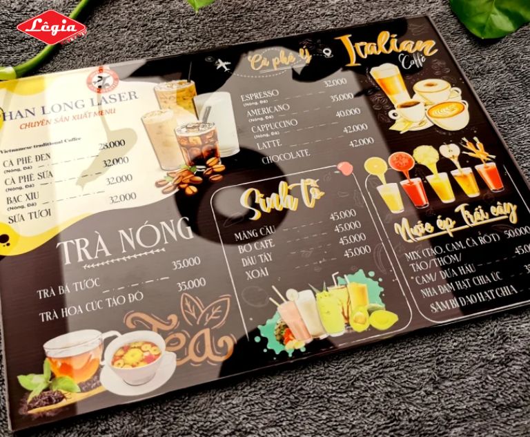 In menu nhựa mica chất lượng tại xưởng in Lê Gia