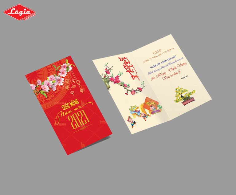 xưởng in Lê Gia Mẫu thiệp tết màu đỏ mang lại nhiều may mắn