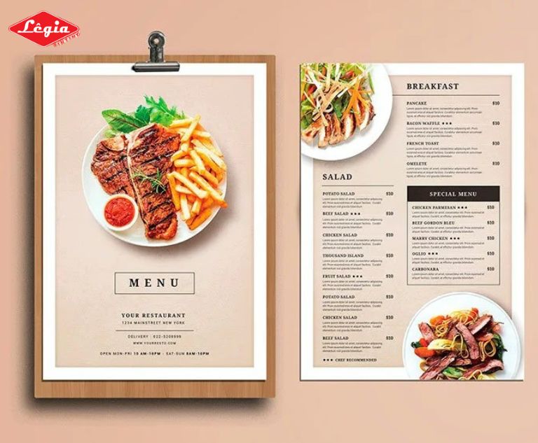 menu nhà hàng Menu bìa cứng hiện đại