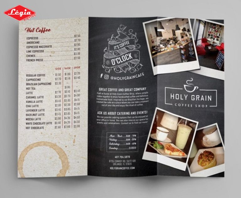 Menu quán café nhựa chống nước