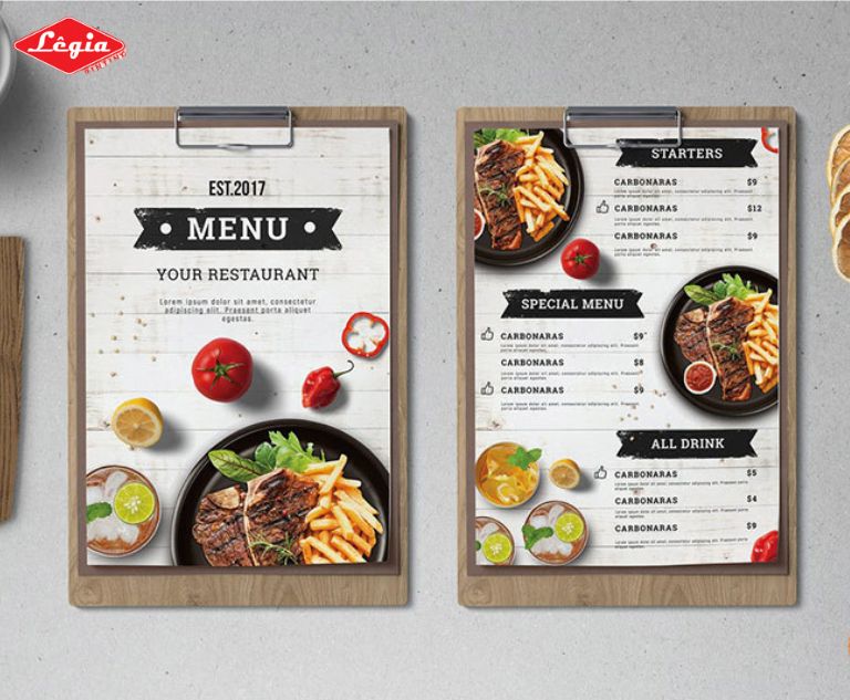menu nhà hàng Menu thiết kế bắt mắt