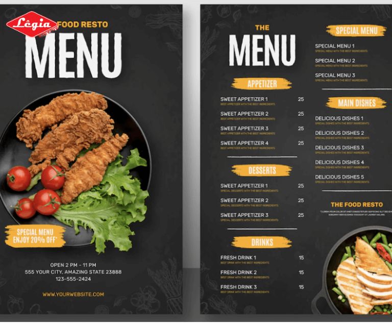 menu nhà hàng Thiết kế menu đơn giản mà vẫn đầy đủ