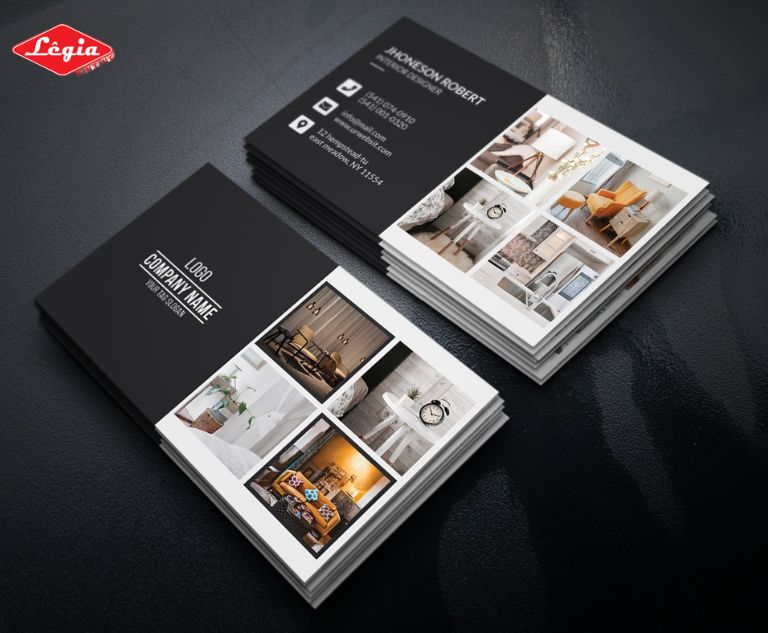 card visit nội thất Card visit nội thất đen trắng sang chảnh