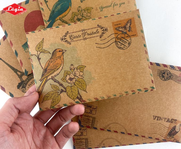 phong bì Vintage Mẫu vintage họa tiết sinh động
