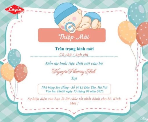 In Thiệp Mời Thôi Nôi Sinh Nhật