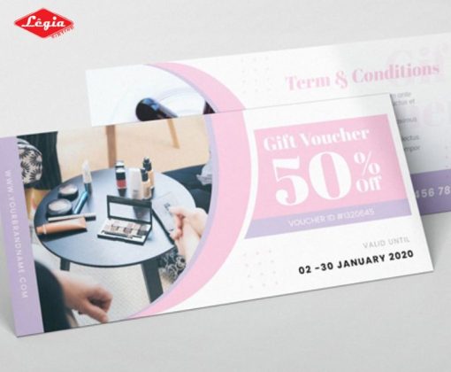 In Voucher Mỹ Phẩm Mẫu Mã Đẹp – Giá Tốt Tại Xưởng In Lê Gia