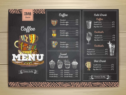In Menu nhựa PVC 3 lớp chống nước cho quán cafe