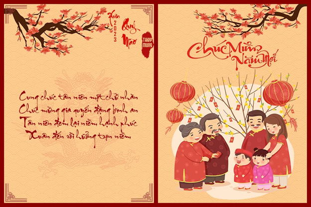 thiệp Tết ép kim