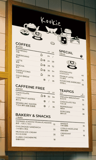 menu nhựa PVC
