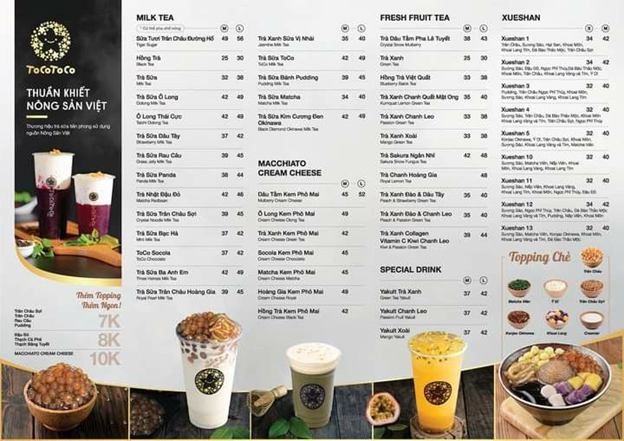 menu mica chữ A