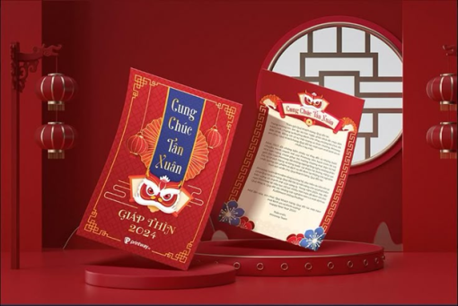 thiệp tết gấp đôi